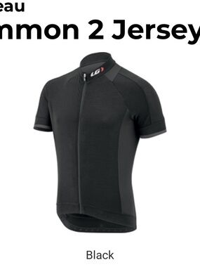 Louis Garneau Black Performance Cycling Jersey with White Logo